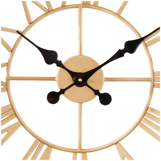 30.5" Gold Seagrass Round Wall Clock with Weaving Design